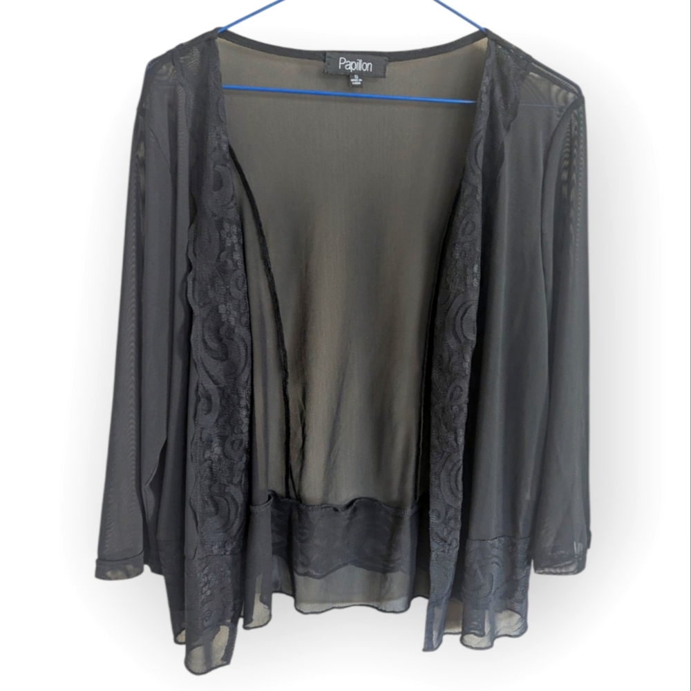 Papillon Sheer Lace Black Bolero Shrug Coverup Small